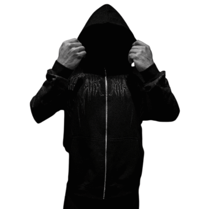 Abyssal Wraith Oversized Zip up Hoodie [DARKNESS] front view