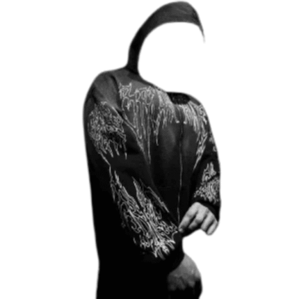 Abyssal Wraith Oversized Zip up Hoodie [SMOKE] close up view