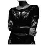 Women’s Diamond Heart cropped Thermal T shirt [VOID BLACK]