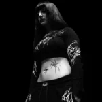 Womens Diamond Heart cropped Thermal T shirt VOID BLACK 5