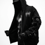 Metallic Tactical Oversized Cargo Zip-up Jacket [DARKNESS]