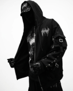 Metallic Tactical Oversized Cargo Zip-up Jacket [DARKNESS]