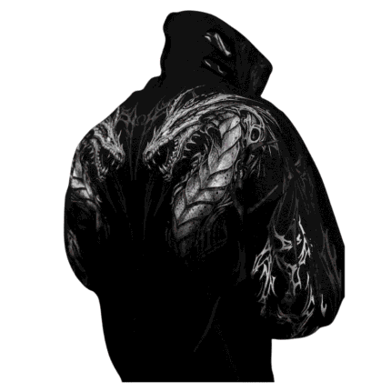 Tarnished Leviathan Oversized Zip up Hoodie [DARKNESS] side view