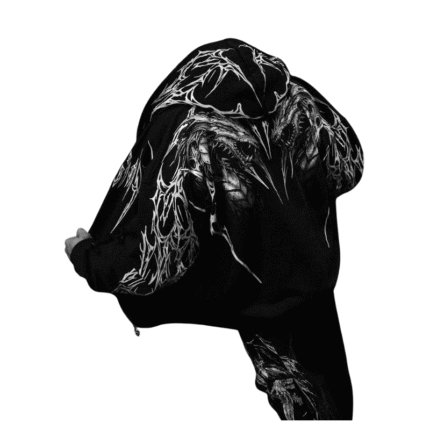 Tarnished Leviathan Oversized Zip up Hoodie [VOID BLACK] back view