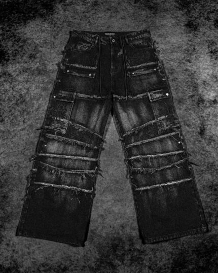 Oversized Distressed Denim Cargo Jeans [ALLOY WASH] HY