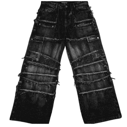 Oversized Distressed Denim Cargo Jeans [ALLOY WASH] backview