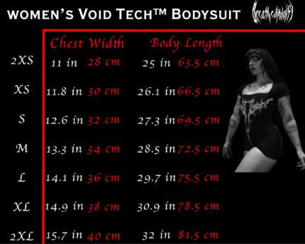womens soulbane void tech short sleeve bodysuit nightmare size chart