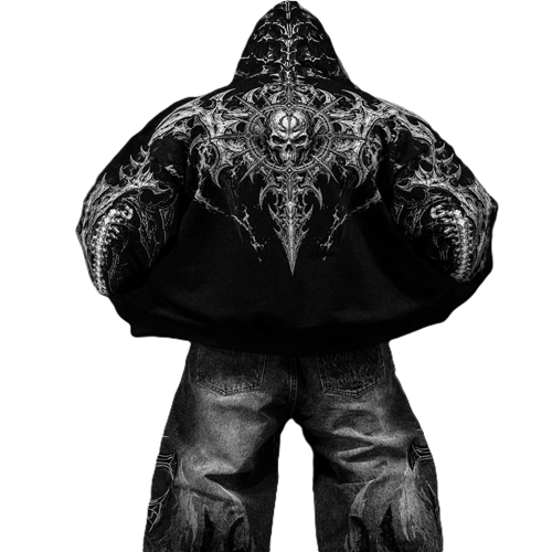 Death Slayer Oversized Zip-up Hoodie Death Slayer Oversized Zip-up Hoodie with graphic detailing