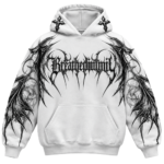 Oversized White Pullover Hoodie front view
