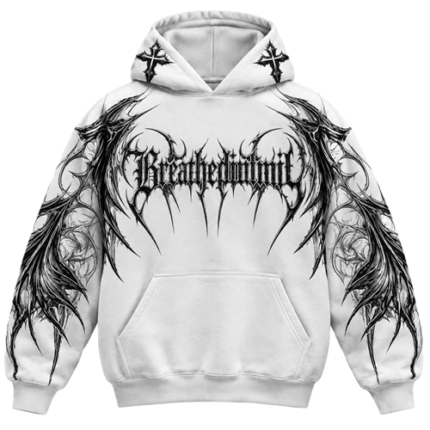 Oversized White Pullover Hoodie front view