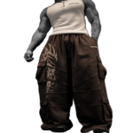 Wide-Leg Tactical Cargo Sweatpants front view