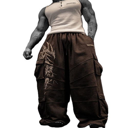 Wide-Leg Tactical Cargo Sweatpants Wide-Leg Tactical Cargo Sweatpants front view