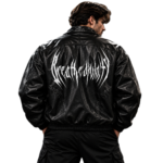 Breathe Divinity Oversized Leather Jacket back view