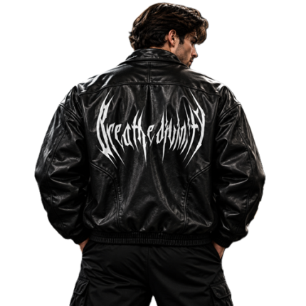 Breathe Divinity Oversized Leather Jacket back view