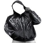 Death Slayer Oversized Zip-up Hoodie Ghost Vintage Wash
