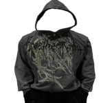 Grim Reaper Embroidered Oversized Zip-up Hoodie