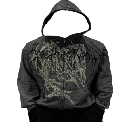 Grim Reaper Embroidered Oversized Zip-up Hoodie