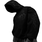Nightfall Oversized Pullover Hoodie Black front view