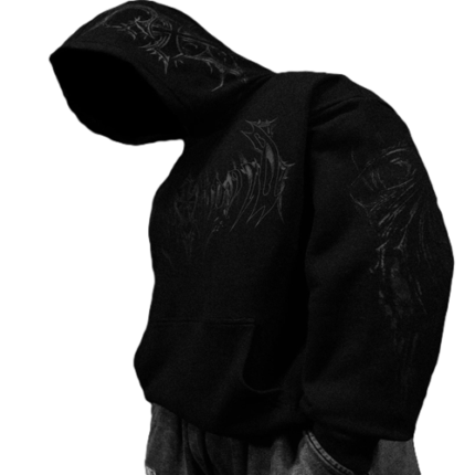 Nightfall Oversized Pullover Hoodie Black front view