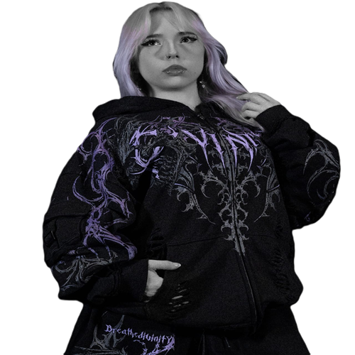 Vindicator Tarnished Cargo Oversized Zip-up Hoodie Purple Vindicator Tarnished Cargo Oversized Zip-up Hoodie Purple