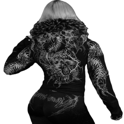 Women's Parasite Fitted Faux-Fur Zip-up Jacket back view